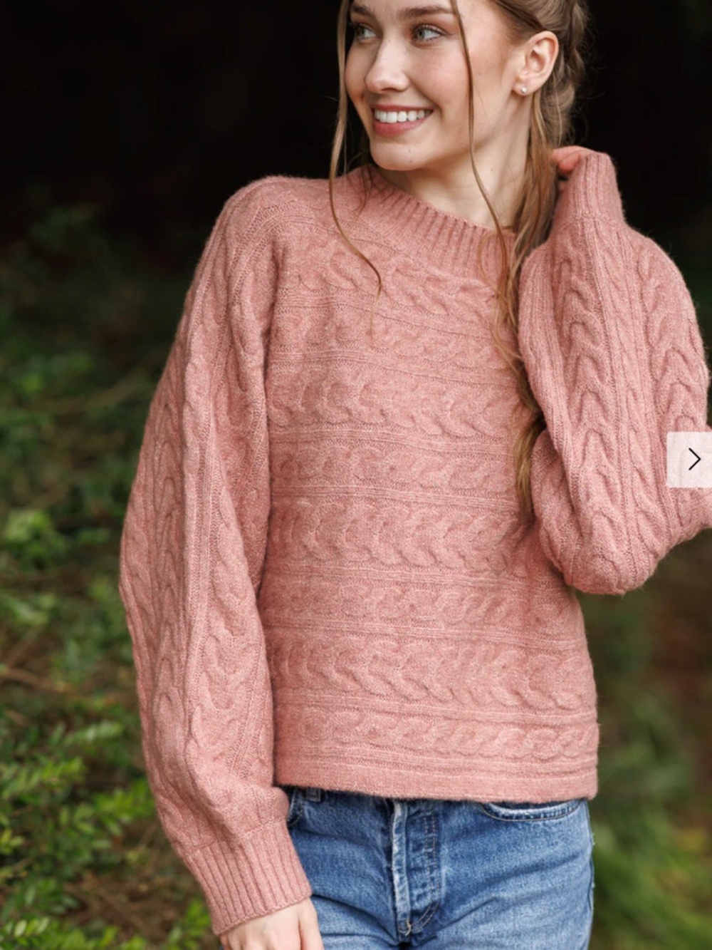 PAPILLON ROSE CABLE KNIT SWEATER